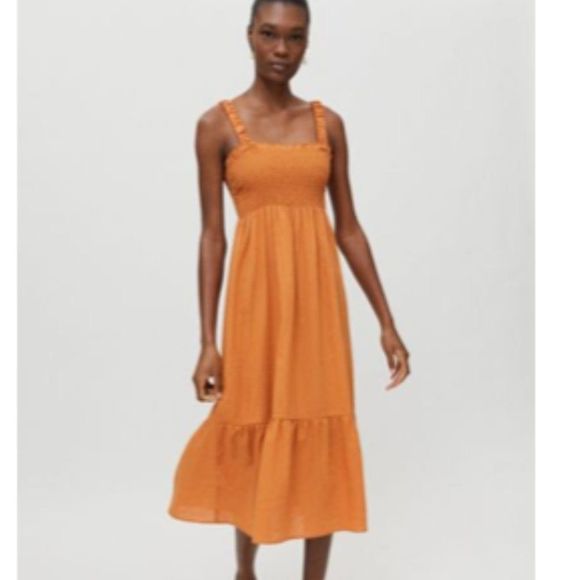 Elegant Orange Women's Dress - Picture 1 of 4